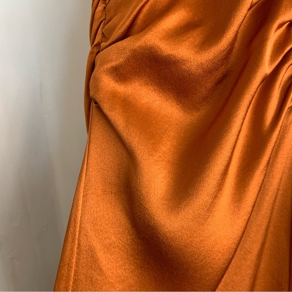 NICHOLAS ORANGE SILK MIDI SKIRT - Picture 8 of 16